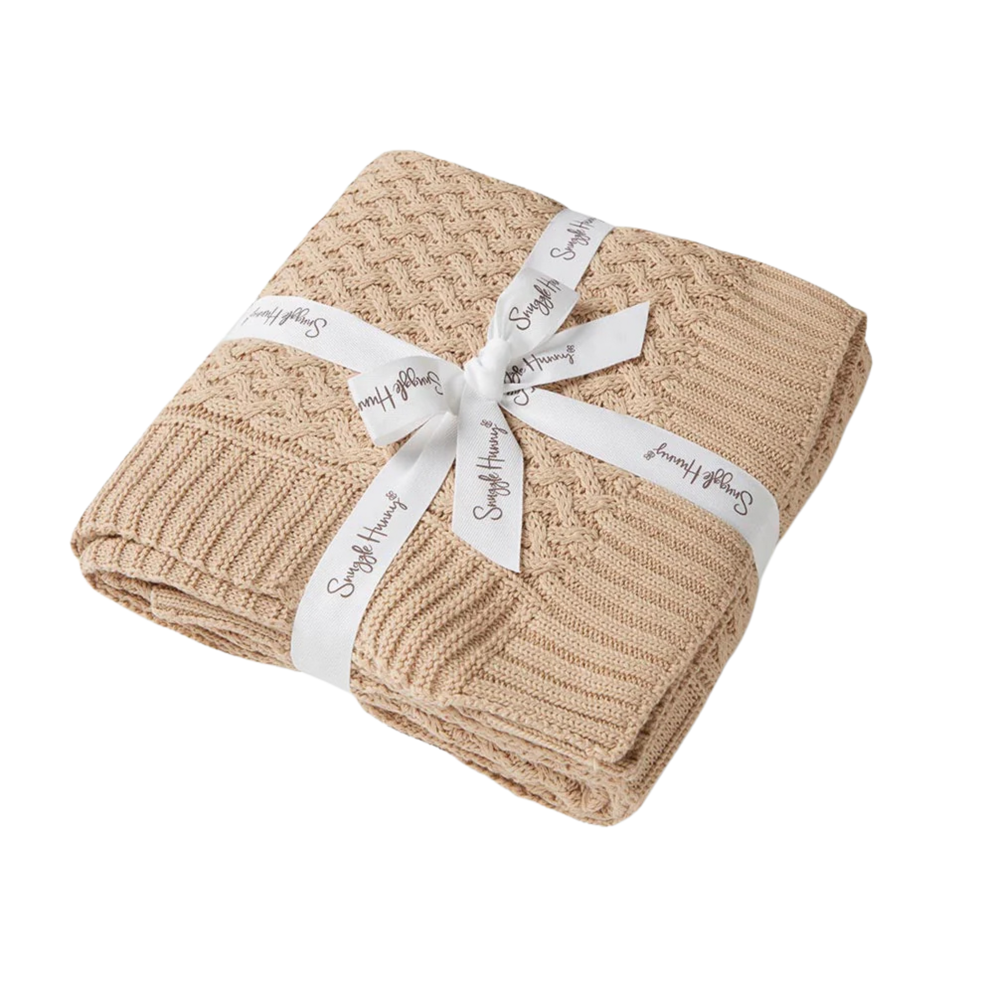 SNUGGLE HUNNY KIDS DIAMOND KNIT BABY BLANKET - HAZELNUT