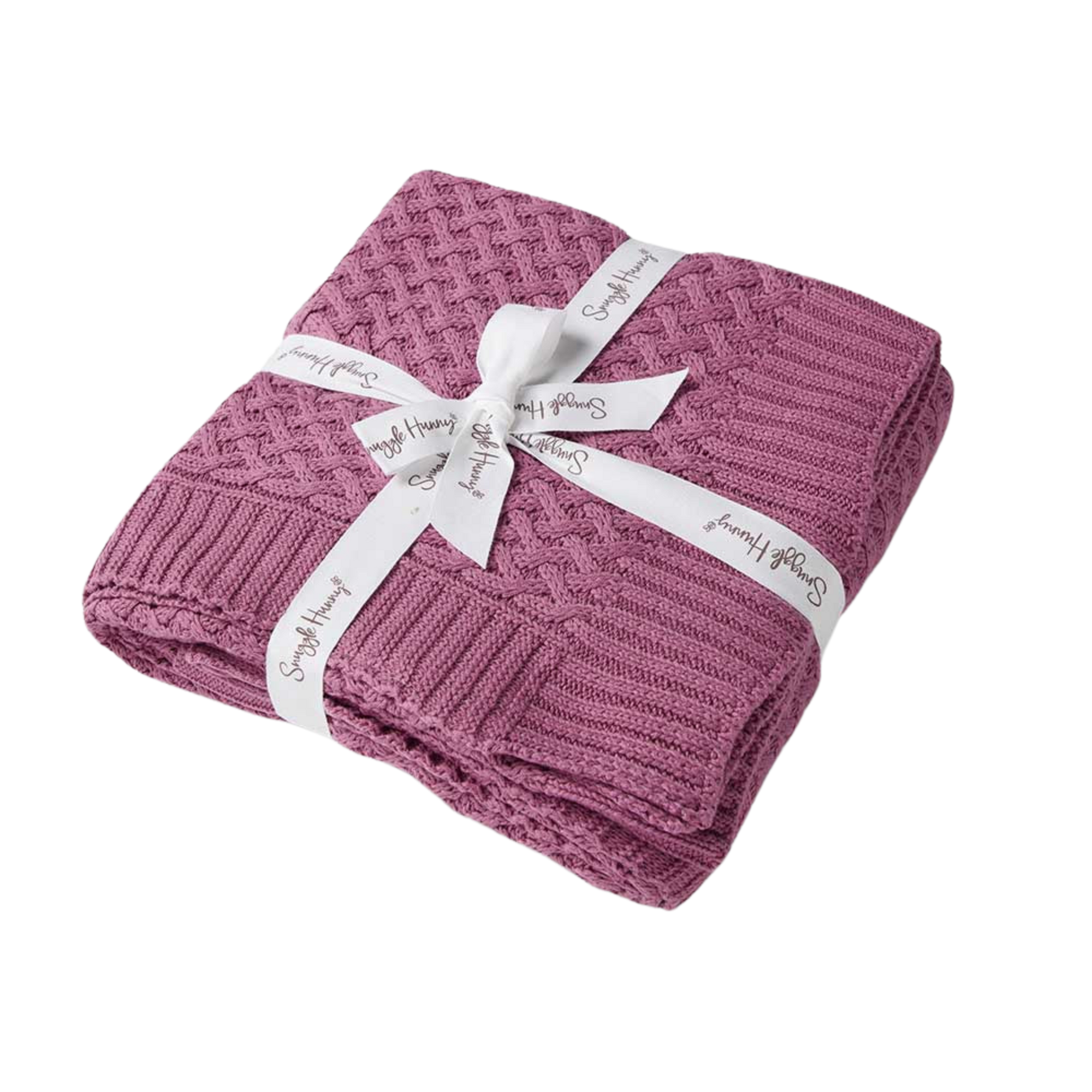 SNUGGLE HUNNY KIDS DIAMOND KNIT BABY BLANKET - MAUVE