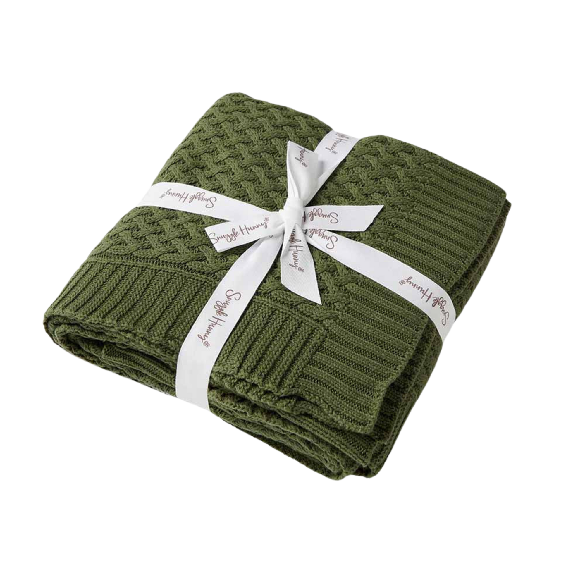 SNUGGLE HUNNY KIDS DIAMOND KNIT BABY BLANKET - OLIVE