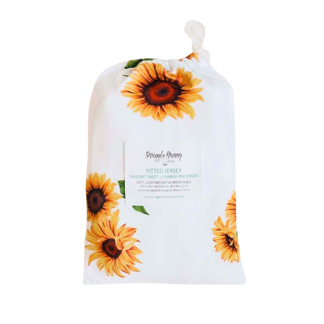 SNUGGLE HUNNY KIDS BASSINET SHEET / CHANGE PAD COVER - SUNFLOWER