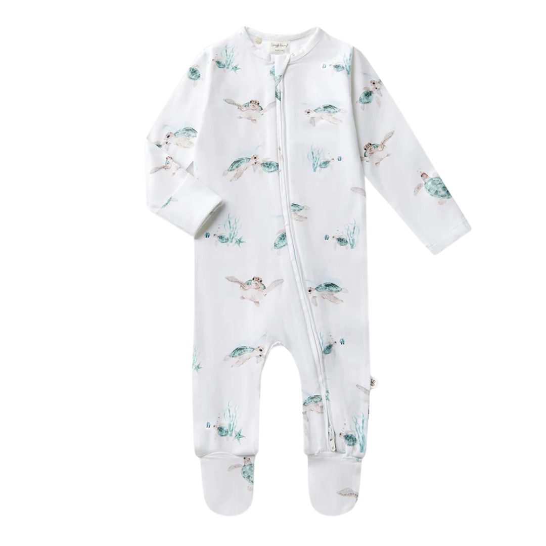 SNUGGLE HUNNY KIDS TURTLE SLEEPSUIT ZIP FOOTIE