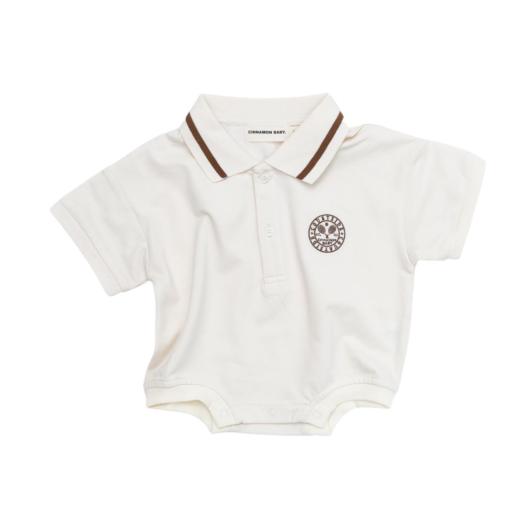 CINNAMON BABY POLO T-SHIRT ROMPER - CINNAMON