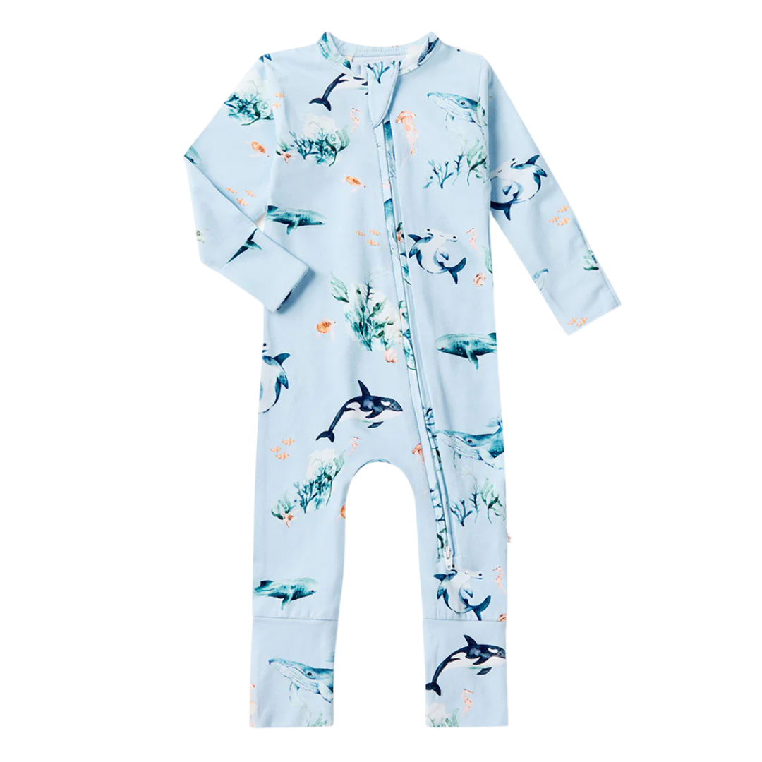 SNUGGLE HUNNY KIDS SNUGGLESUIT CONVERTIBLE ROMPER BLUE OCEAN