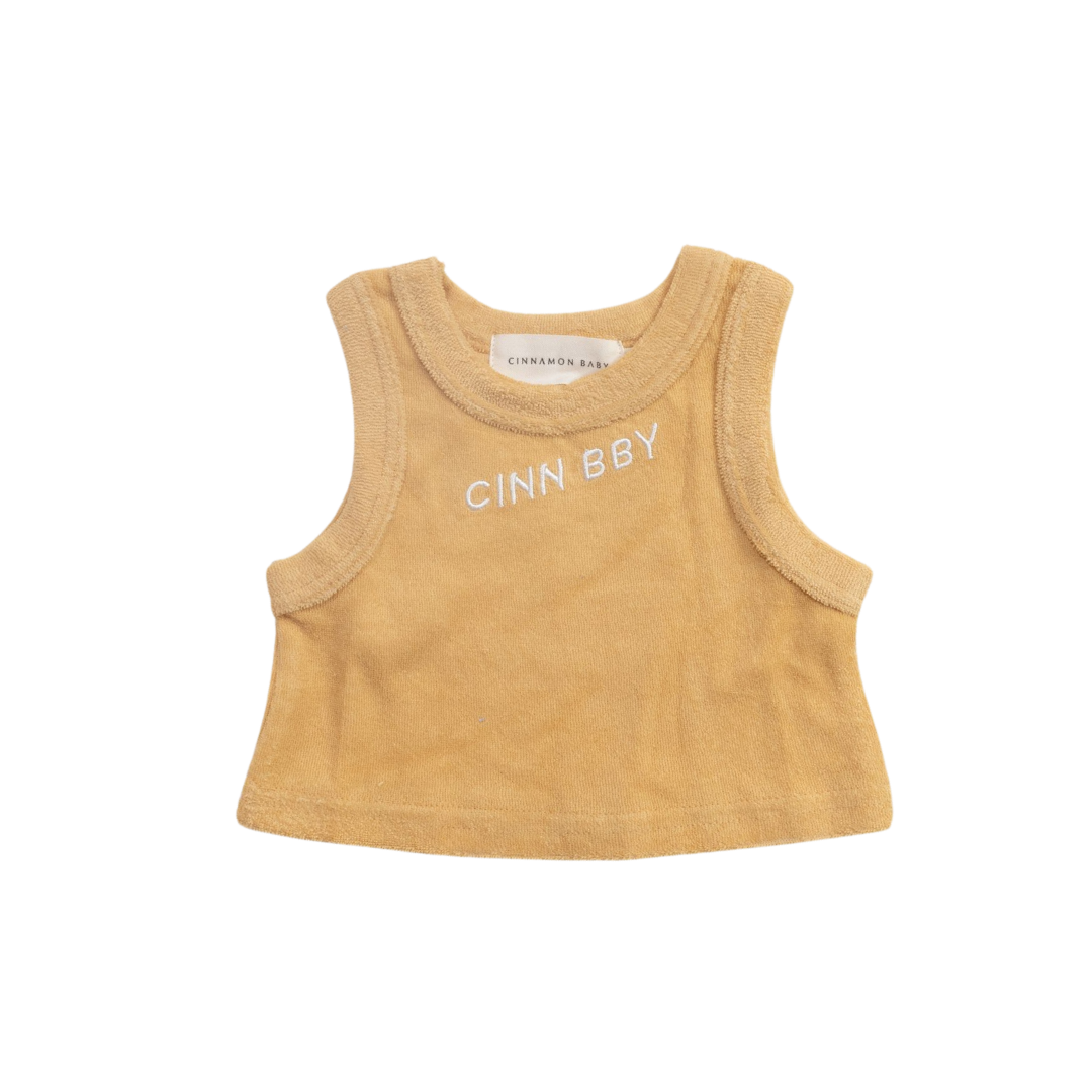 CINNAMON BABY TERRY SINGLET - MUSTARD