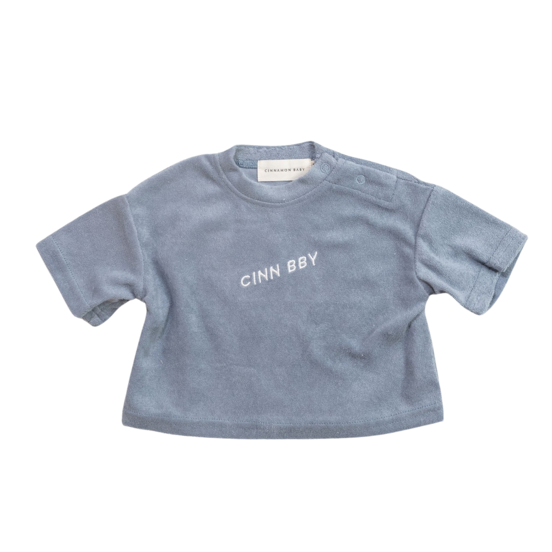 CINNAMON BABY TERRY TOWELING TEE - BLUE