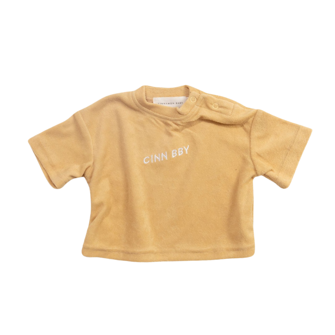 CINNAMON BABY TERRY TOWELING TEE - MUSTARD