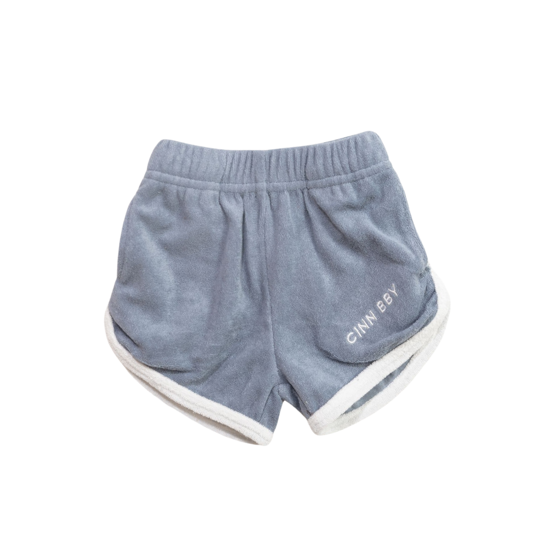 CINNAMON BABY TERRY SHORTS- BLUE