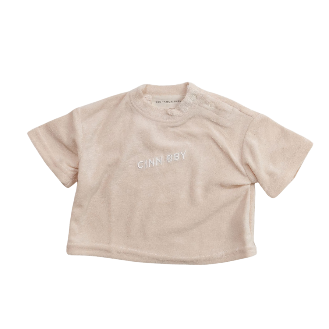 CINNAMON BABY TERRY TOWELING TEE - CREAM