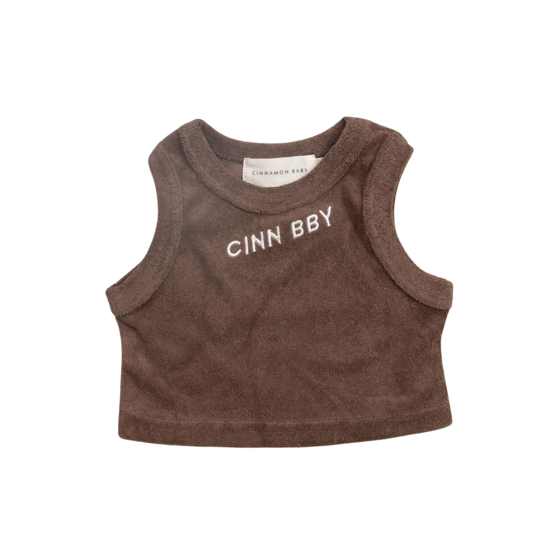 CINNAMON BABY TERRY SINGLET - DARK CHOCOLATE