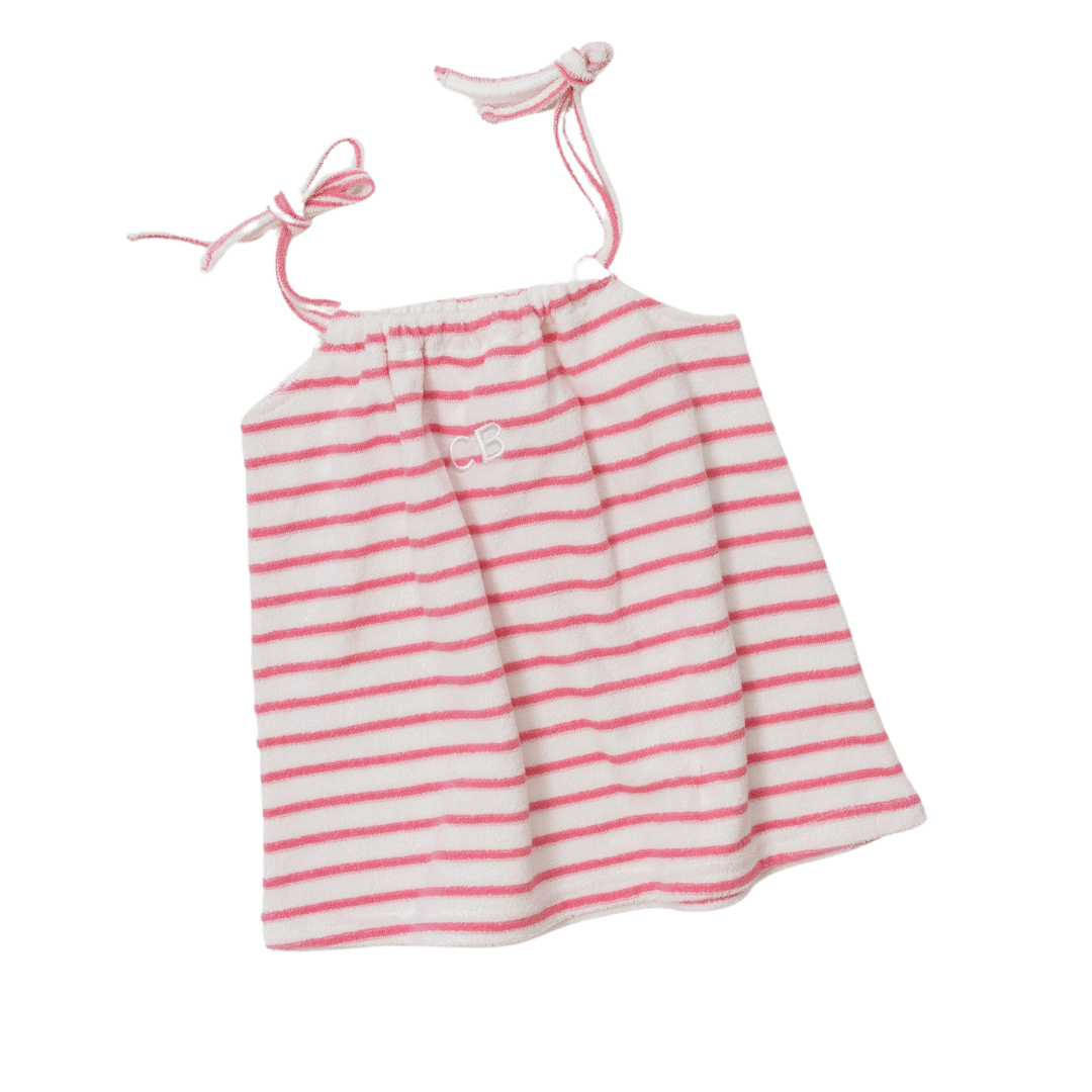 CINNAMON BABY TERRY STRIPE DRESS - PINK