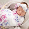 SNUGGLE HUNNY KIDS SWADDLE & TOPKNOT SET - LILAC SKIES